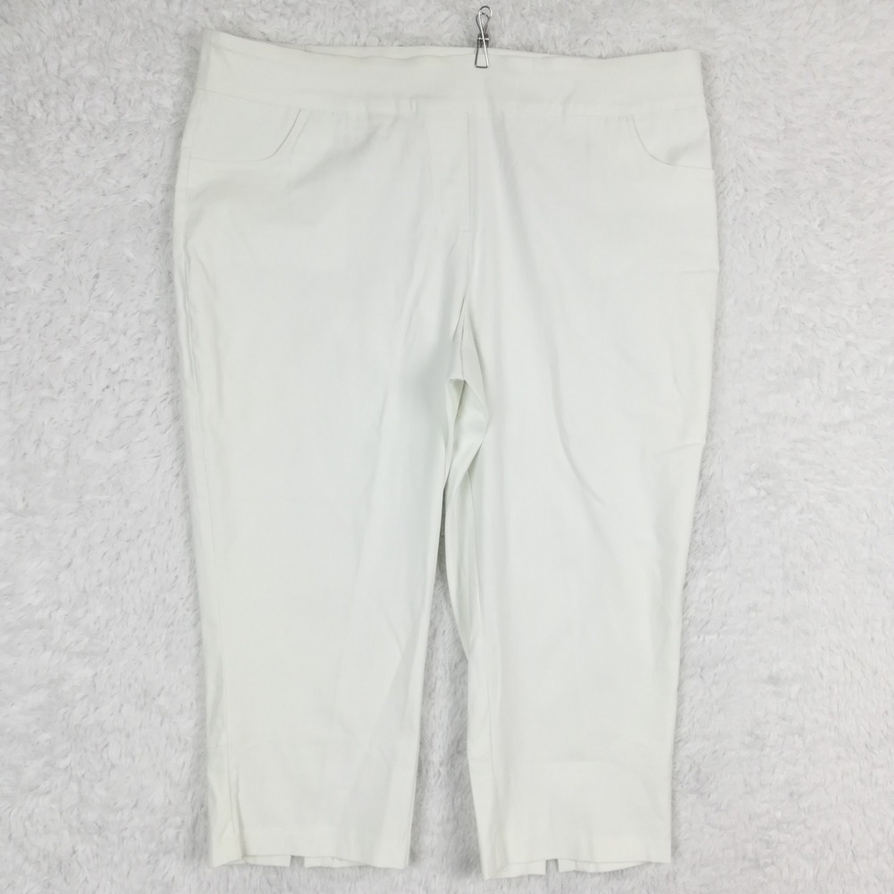 Tribal Womens Pants Capri White Pull On Tummy Control Stretch Plus 22W New